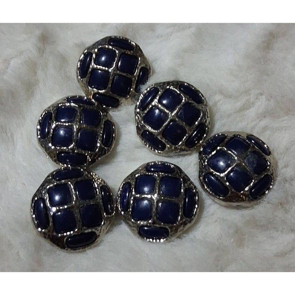 VINTAGE TURTLE BACK SILVER Buttons lot of 6